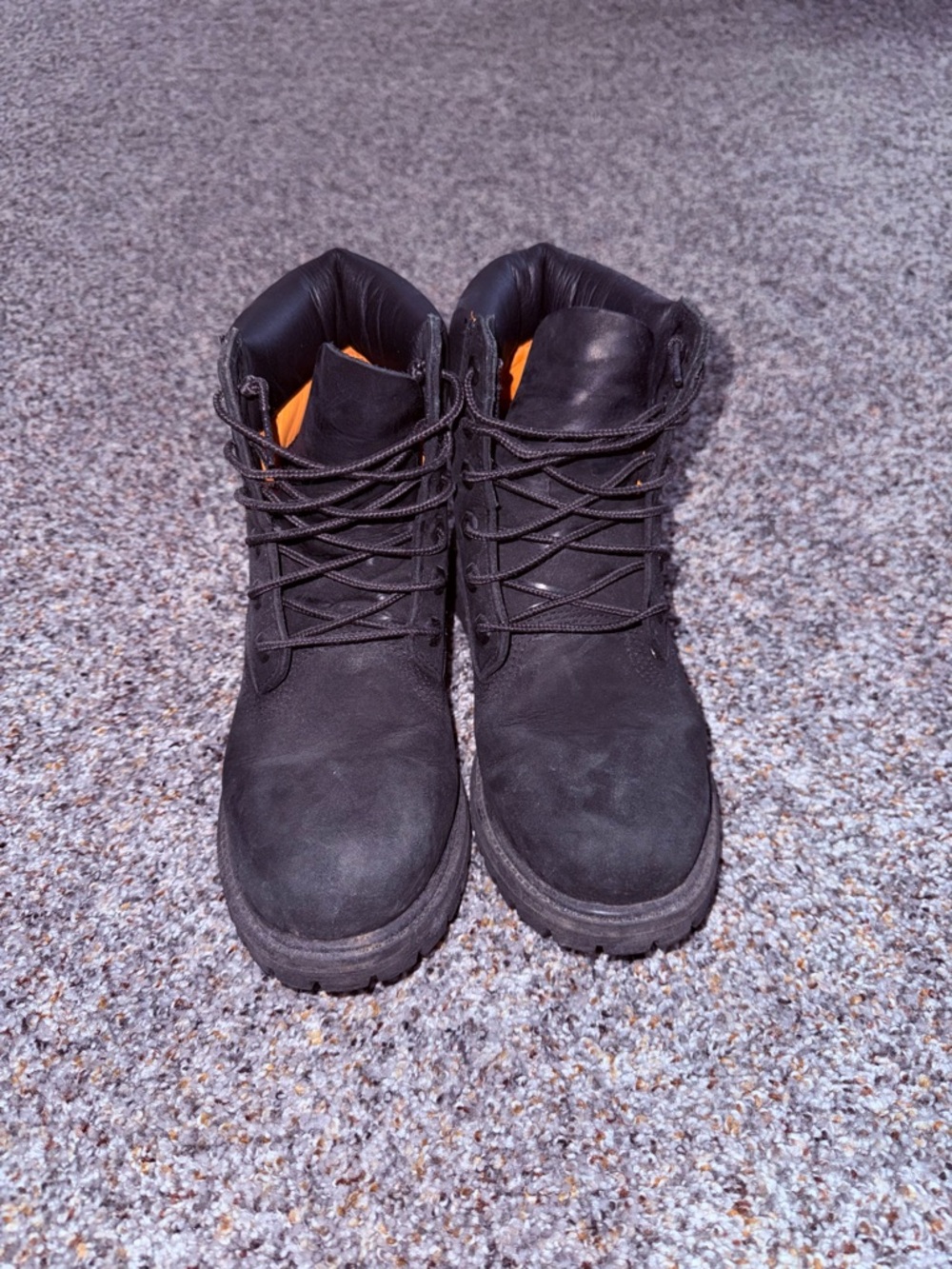 Timberland Black Lace-Up Boots with Orange Lining